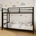 thumbnail image 6 of Alvantor Metal Bunk Bed Twin over Twin for Kids Adults, Low Bunk Bed with Guardrails and Ladder for Bedroom Black, 6 of 8