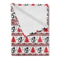thumbnail image 2 of Christmas Soft Flannel Fleece Throw Blanket, Xmas Pixel Pattern Nordic Inspired Borders with Snowman Pines Snowflakes, Cozy Plush for Indoor and Outdoor Use, 50" x 70", Red Black White, by Ambesonne, 2 of 5
