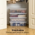 thumbnail image 4 of Inspired Essentials Stackable PP Resin 28 Qt Plastic Underbed Storage Bins, Clear, 4 Count Pack, 4 of 12