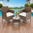thumbnail image 4 of Simenmax Patio Furniture Set 3 Pieces, Outdoor Wicker Furniture with Coffee Table, Modern Rattan Patio Chairs Conversation Sets with Sofa for Garden, Terrace, Porch, Balconies, Lawns, Brown, 4 of 9
