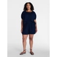 thumbnail image 2 of Time and Tru Women's Linen Blend Blouse with Scalloped Hem, Sizes XS-XXXL, 2 of 6