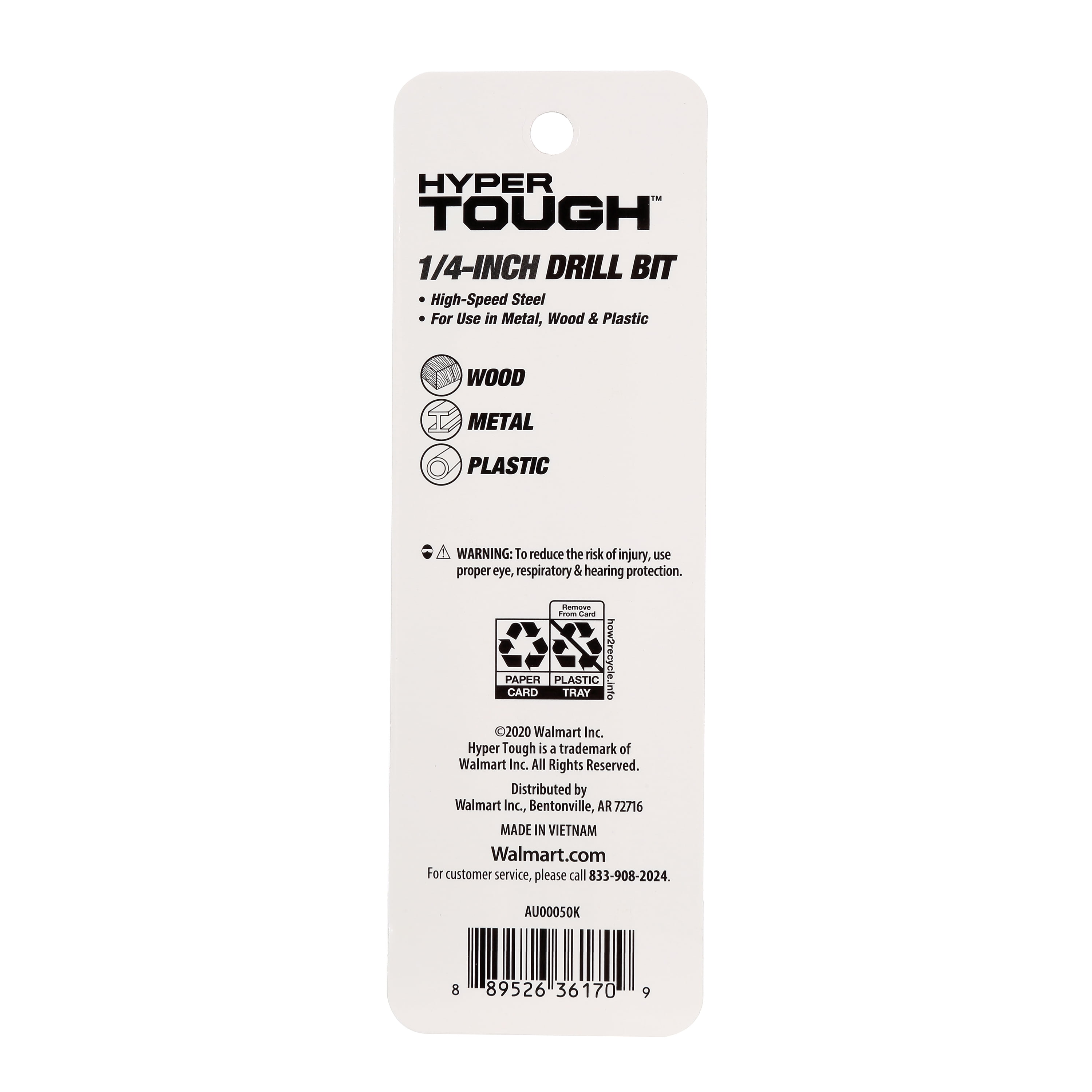 (1 pack) Hyper Tough 1 Piece 1/4 inch Hss Roll Forged Drill Bit, Hss Material, AU00050K