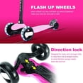 thumbnail image 6 of PRINIC 3 wheel kick scooter for kids and toddler 3-5 year old age, boys & girls, adjustable height, lean to steer, light up flashing wheels, wide deck, Pink, 6 of 11