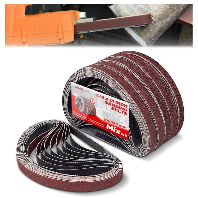 Set de cintas lijadoras makiwork, 10 x 330 mm, 60 unidades, 40/60/80/120/150/240 granos