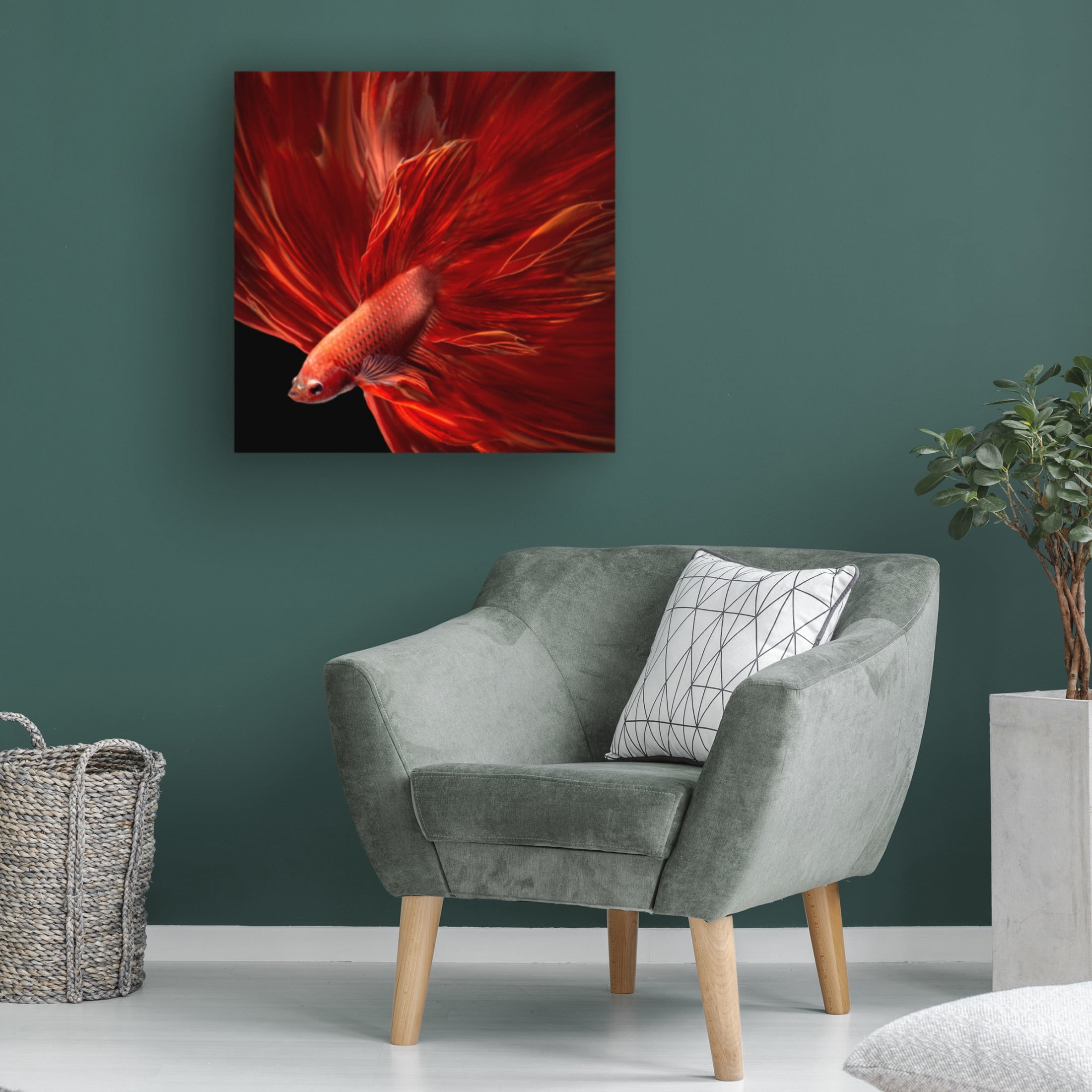 Canvas Wall Art - Antonyus Bunjamin (Abe) 'Red Fire Bettafish' Wall Art for Living Room, Bedroom, or Office Décor by Trademark Fine Art - 35 x 35 Inches