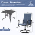 thumbnail image 2 of MRUAKA 5-Piece Patio Dining Set, 360-Swivel Mid Back Breathable Textilene Chairs & Square Table, Heavy Duty All-Weather Outdoor Furniture, Blue, 2 of 10