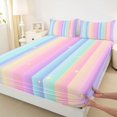 thumbnail image 5 of Manfei Cartoon Rainbow Bed Sheets, Dreamy Starry Sky Full Size Sheets, Blue Purple, 4-Piece, 1 Flat Sheet, 1 Fitted Sheet and 2 Pillowcases, 5 of 6