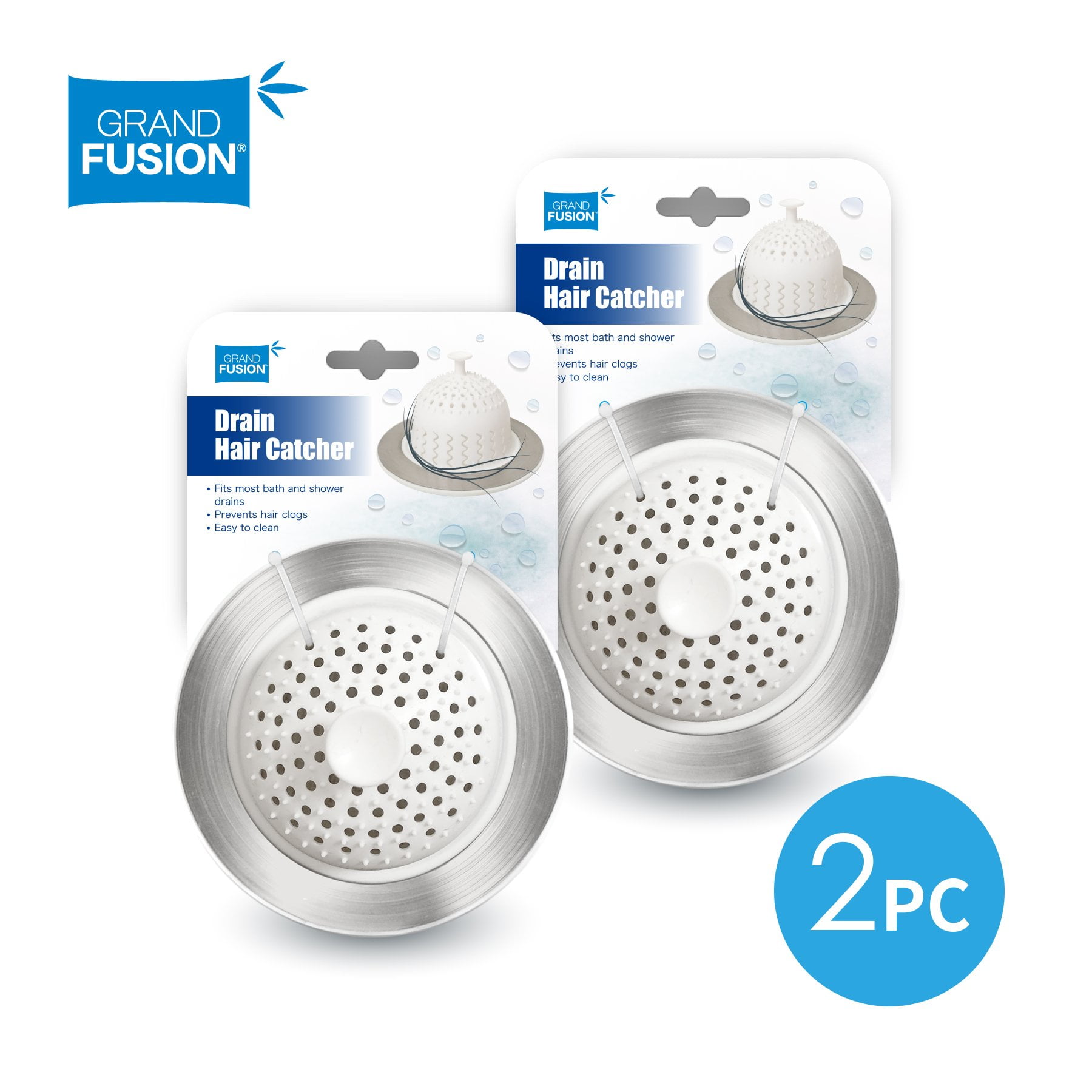 Grand Fusion White Silicone Drain Hair Catcher For Shower Bathtub 2 Pack Set Walmart Com Walmart Com