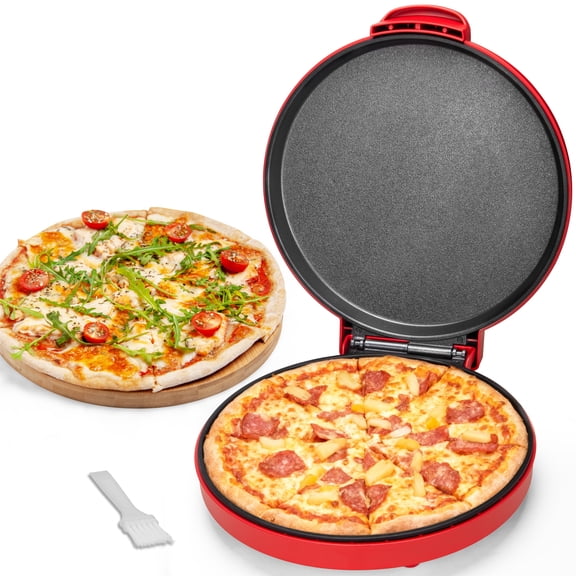 Mailand 12 Inch Pizza Makers, Quesadilla Maker, Non-stick Cooking Plates, 1400W, Red