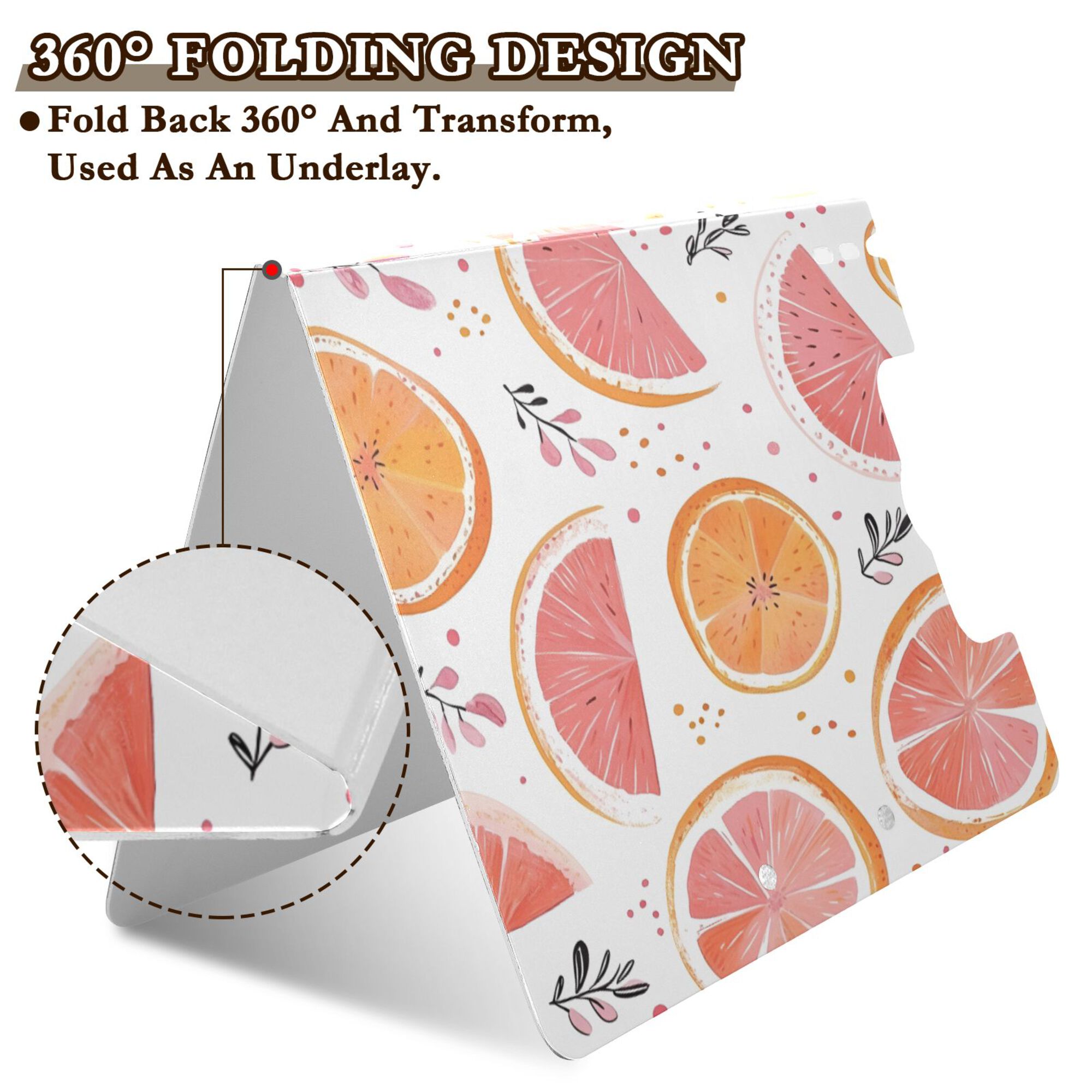 FORMRS A4 Clipboard Folder with Pen Holder Horizontal Foldable School Office Binder, Citrus Slice