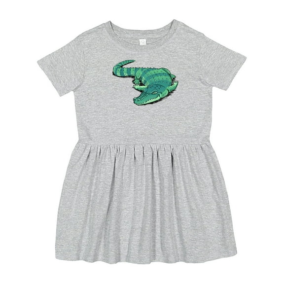 Inktastic Cute Sleepy Alligator Green Alligator Design Girls Toddler Dress