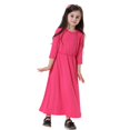 thumbnail image 7 of XAOFW Girls Dress Elegant Maxi Teen Long Sleeve Crew Neck Solid Color Fashionable Cozy Casual Daily Wear Sundress, 7 of 7