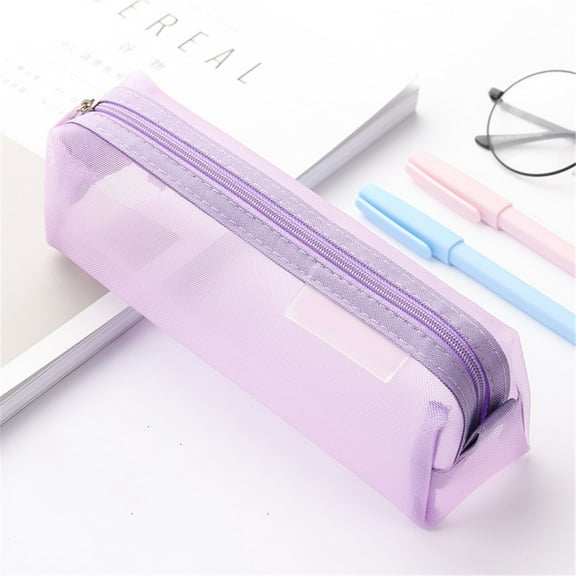 Slim Pencil Case Mesh Pen Bag Pencil Case Makeup Tool Bag Storage Pouch Purse