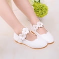 thumbnail image 2 of Xfvqtps Toddler Girls Dress Shoes Flower Mary Jane Princess Solid Color Hook and Loop Soft Sole Non Slip Comfortable Wedding Party Spring Summer Leather Flats for 12 Months-11 Years White, 2 of 9