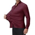 thumbnail image 2 of Youclos Men's Long Sleeve Formal Business Stretch Shirts Mandarin Collar Casual Dress Shirt, 2 of 6
