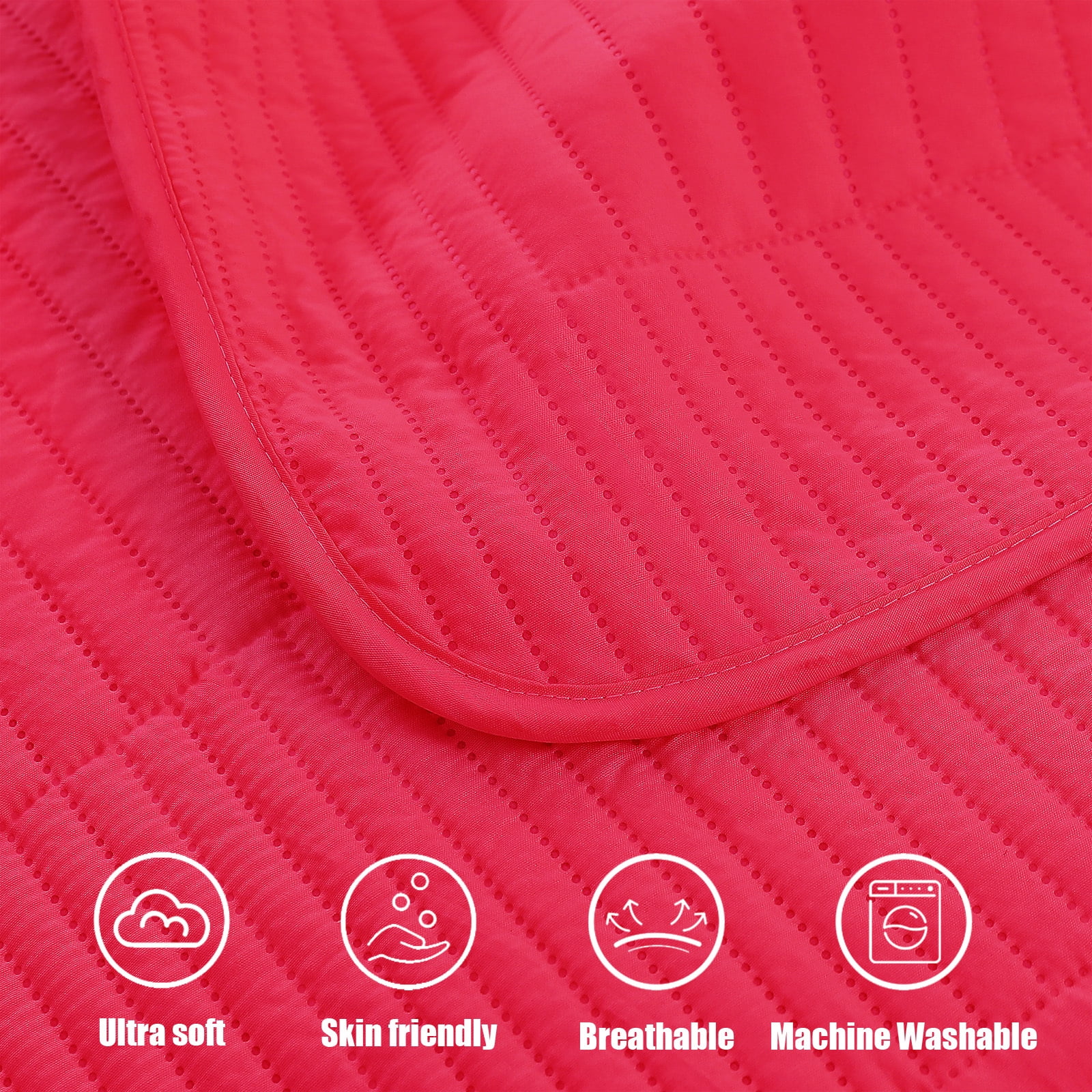Whale Flotilla Twin Quilt Set, Soft and Lightweight Bedspreads Coverlet with Striped Pattern, Reversible Bedding Sets with Pillow Shams, 68x88 Inches, Hot Pink