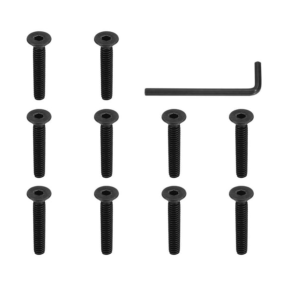 1/4-20 x 1-1/2 Inch Flat Head Socket Cap Screws Hex Socket Drive Machine Screws UNC Coarse Full Thread Black 10 Pcs