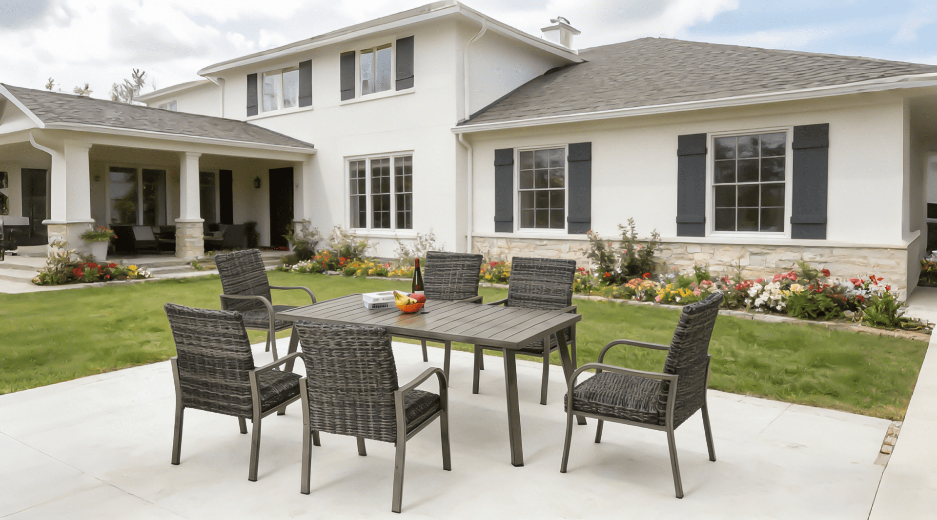 Outdoor Folding Dining Table, Space Saving Portable Table for Garden Backyard Camping, Grey