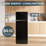 Upstreman 7.7 Cu.ft Top Freezer Refrigerator, 2 Door Top Mount Fridge Large Apartment Refrigerator with Freezer, BD75 Black