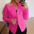 thumbnail image 2 of Women Blazers for Work Casual, Women's Zipper Blazer Long Sleeve Open Front Cardigan Jackets Business Solid Color Elegant Cropped Coats S, 2 of 6