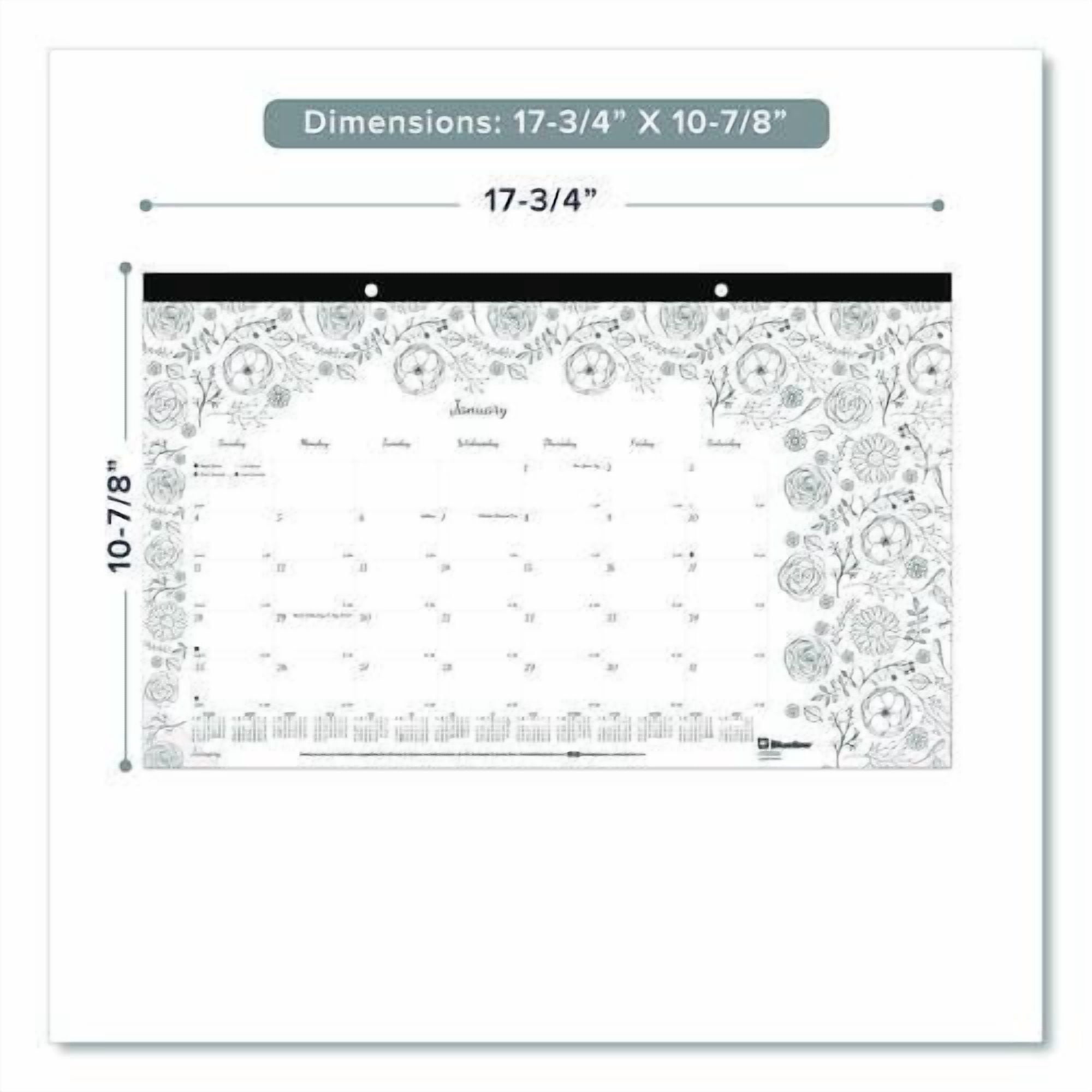 Monthly Desk Pad Calendar, Monthly Coloring Artwork, 17.75 x 10.88, Black Binding, Clear Corners, 12-Month (Jan to Dec): 2026 | Bundle of 10