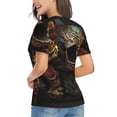 thumbnail image 3 of Womens Short Sleeve T Shirts Casual V Neck Tops Tee, Skull Evil Mexican Sugar Roses, 3 of 6