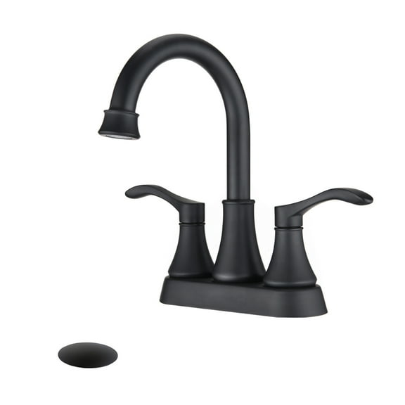 CoSoTower 4 Inches Centerset Bathroom Faucet 360° Swivel Spout, with Pop Up Drain - Matte Black