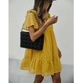 thumbnail image 2 of Ruffle Shoulder Textured Floral Detail Short Sleeve Dress for Women, 2 of 3