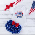 thumbnail image 2 of Paguaki Baby Girl 4th Of July Outfits Independence Day Letter Print Top And Shorts 3-Piece Set With Headband First Fourth Of July Set, 2 of 8