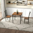 thumbnail image 4 of 3-Piece Dining Table Set with Kitchen Table and 2 Chairs, Modern Wood Dining Table and Chairs Set, Rustic Brown, 4 of 8