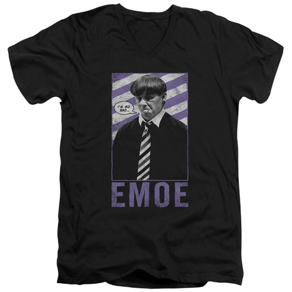 Three Stooges Emoe S/S Adult V-Neck Black
