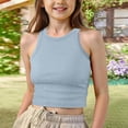thumbnail image 2 of Gubotare Girl Tank Tops Girls Dance Tank Tops Sleeveless Racerback Athletic Shirts Dance Outfit for Ballet Gymnastics Size 9-10 (Sky Blue,9-10 Years), 2 of 4