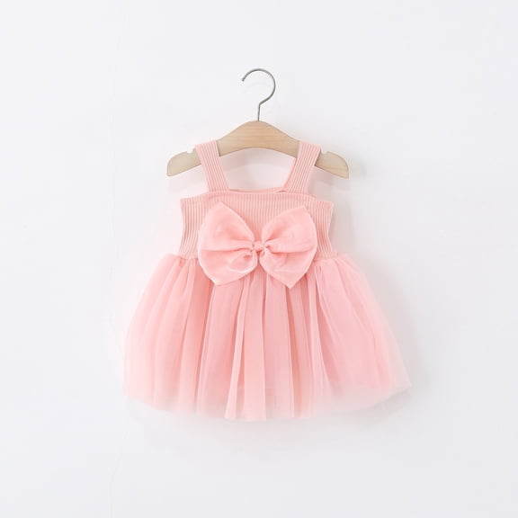 JUSLIO Girls Camisole Dress Bow Casual Dresses Size 2 Y