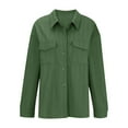 thumbnail image 5 of Fnooota Womens Button Down Shirts, Long Sleeve Casual Solid Color Fall Tops Green Size M, 5 of 5