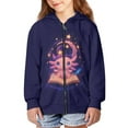 thumbnail image 3 of Chaqlin Magic Star Axolotl Girls Casual Zip Up Hoodie Long Sleeve Lightweight with Pockets Trendy Fall Jacket Teens Size 10-12, 3 of 7