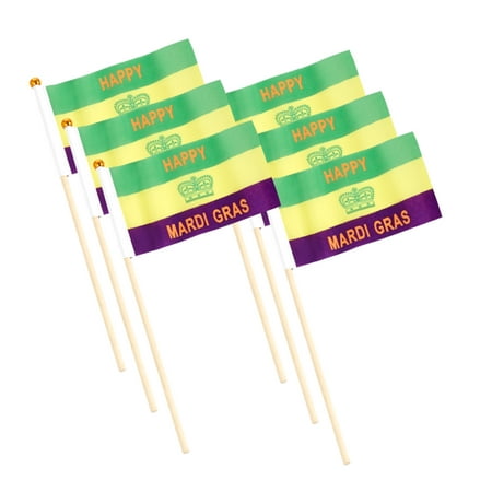 Way To Celebrate Mardi Gras Mini Flag 6-pack Decor Accessory