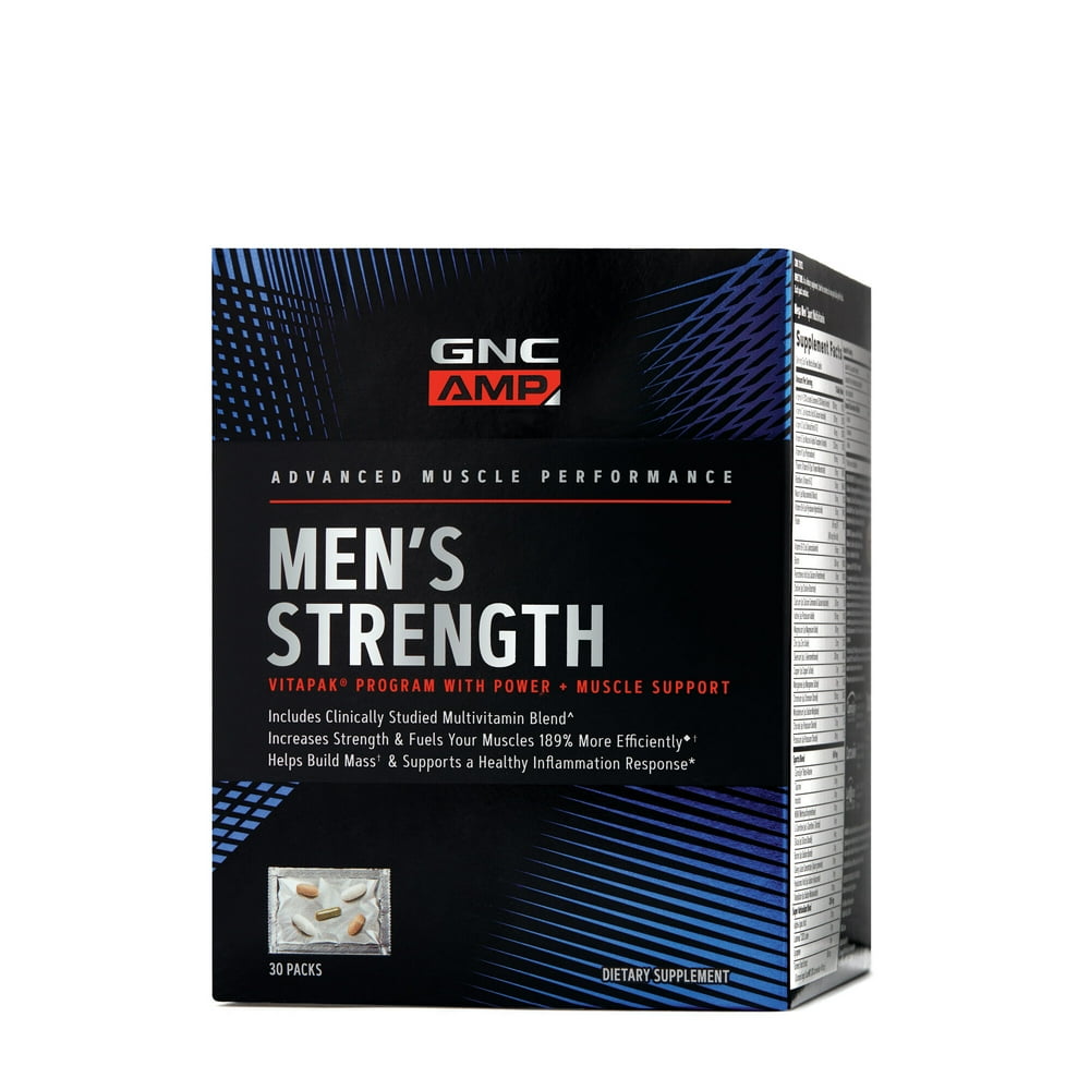 GNC AMP Men's Strength Vitapak, 30 Packs, Increases Strength and Helps