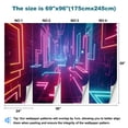 thumbnail image 3 of Peel and Stick Wallpaper Canvas 80s Neon Retro Synthwave 3D Labyrinth Modern Art Wall Mural Decor Self Adhesive and Removable 69in x 98in, 3 of 8