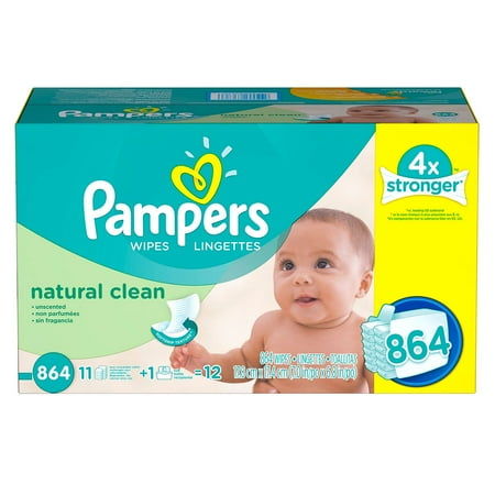 Pampers Natural Clean Baby Wipes 864 ct.