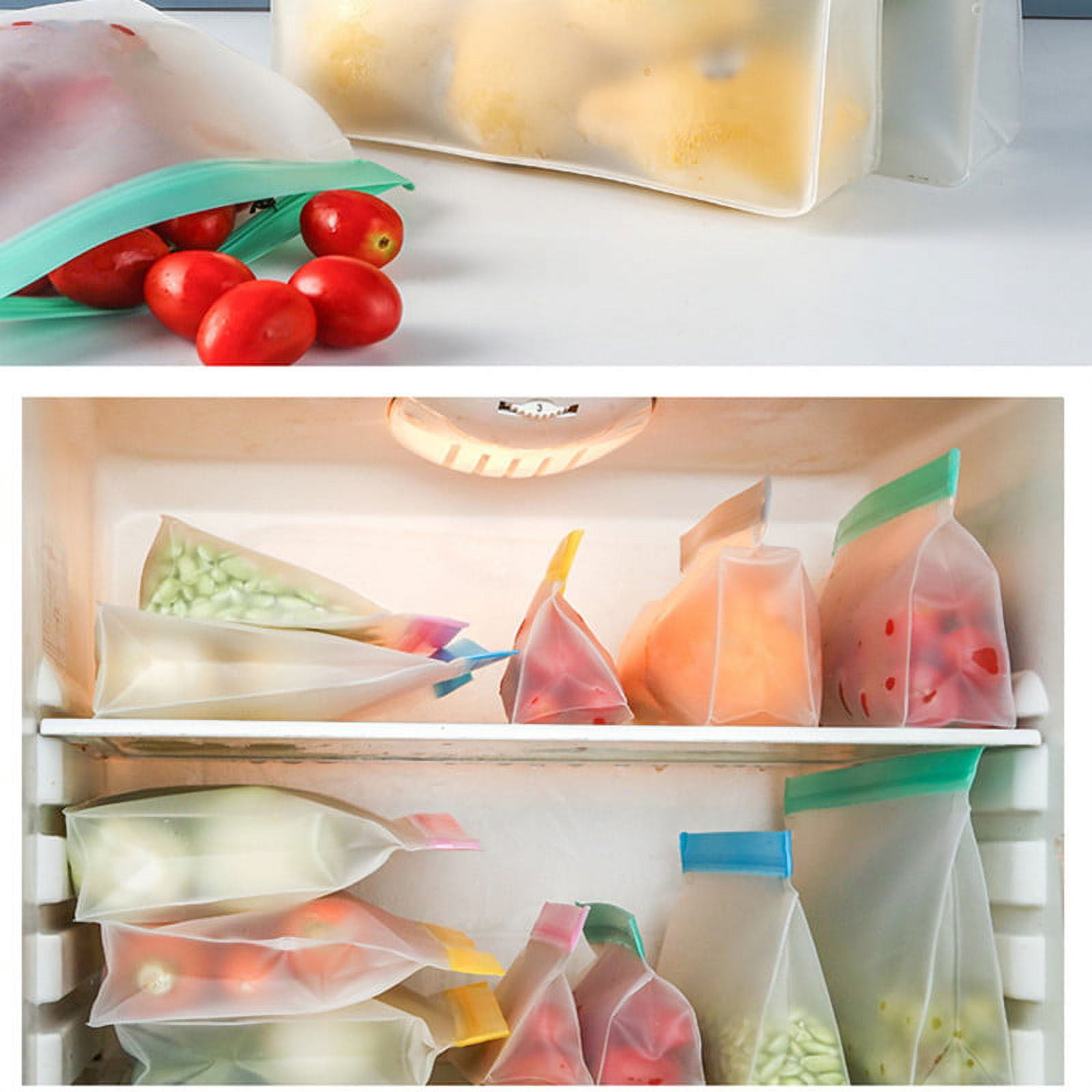 Kitchen Fresh Keeping Zip lock Bags Reusable Silicone Food Storage Bags for  Vegetable Fruits Snacks Bag 7pcs