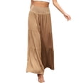 thumbnail image 3 of Outfmvch Wide Leg Linen Pants for Women With Side Pockets Beach Pants Linen for Women Baggy Capris for Women Flowy Lounge Women' S Culottes High Waisted Linen Pants Women Gaucho Pant Khaki S-2XL, 3 of 9