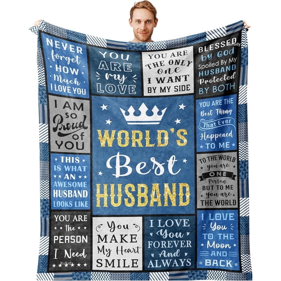 Gifts for Husband Fathers Day, Husband Birthday Gifts from Wife Blanket 60"x50", Cool Anniversary Wedding Gifts