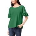 thumbnail image 1 of INC Blusa de manga con volantes para mujer, verde, grande I-N-C Pull-over, 1 of 1