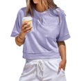 thumbnail image 4 of Womens Oversized Crop Tops Workout Short Sleeve T Shirts Summer Casual Loose Fit Basic Tee Shirts with Pockets, 4 of 5