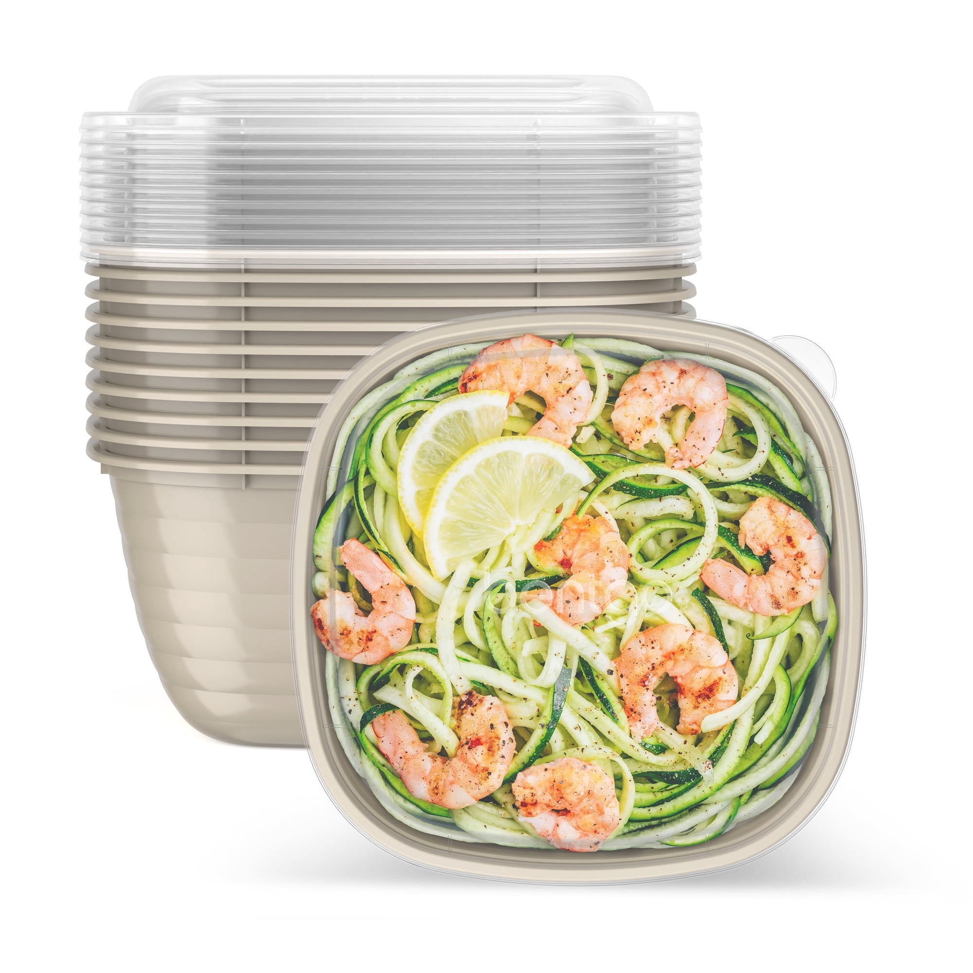 Bentgo Prep - 1-Compartment Bowls with Custom Fit Lids - Reusable, Microwaveable, Durable, & BPA-Free, Freezer and Dishwasher Safe Meal Prep Food Storage - 10 Bowls & 10 Lids (Champagne)