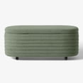 thumbnail image 2 of WestinTrends 42" Wide Mid-Century Modern Upholstered Teddy Sherpa Tufted Oval Storage Ottoman Bench, Ice Green, 2 of 7