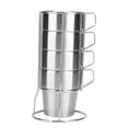 thumbnail image 3 of LHCER 4Pcs Stainless Steel Stackable Durable Coffee Cup Mug With Holders For Home Coffee Shop Use, 3 of 8