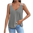 thumbnail image 1 of Birdeem Mode Femmes Décontracté Col en V Sans Manches Dentelle T-Shirt Uni Blouse, 1 of 12