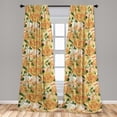 thumbnail image 2 of Springtime Window Curtains, Tangerine Colored Wild Roses and Flying Summer Butterflies Garden Art, Lightweight Decor 2-Panel Set with Rod Pocket, Pair of - 28"x63", Orange Green Peach, by Ambesonne, 2 of 3