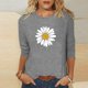 thumbnail image 2 of Camisetas Casuales de las Mujeres de Moda Impresa 3/4 Mangas Blusa Cuello Redondo para el Hogar Y Diario, 2 of 3